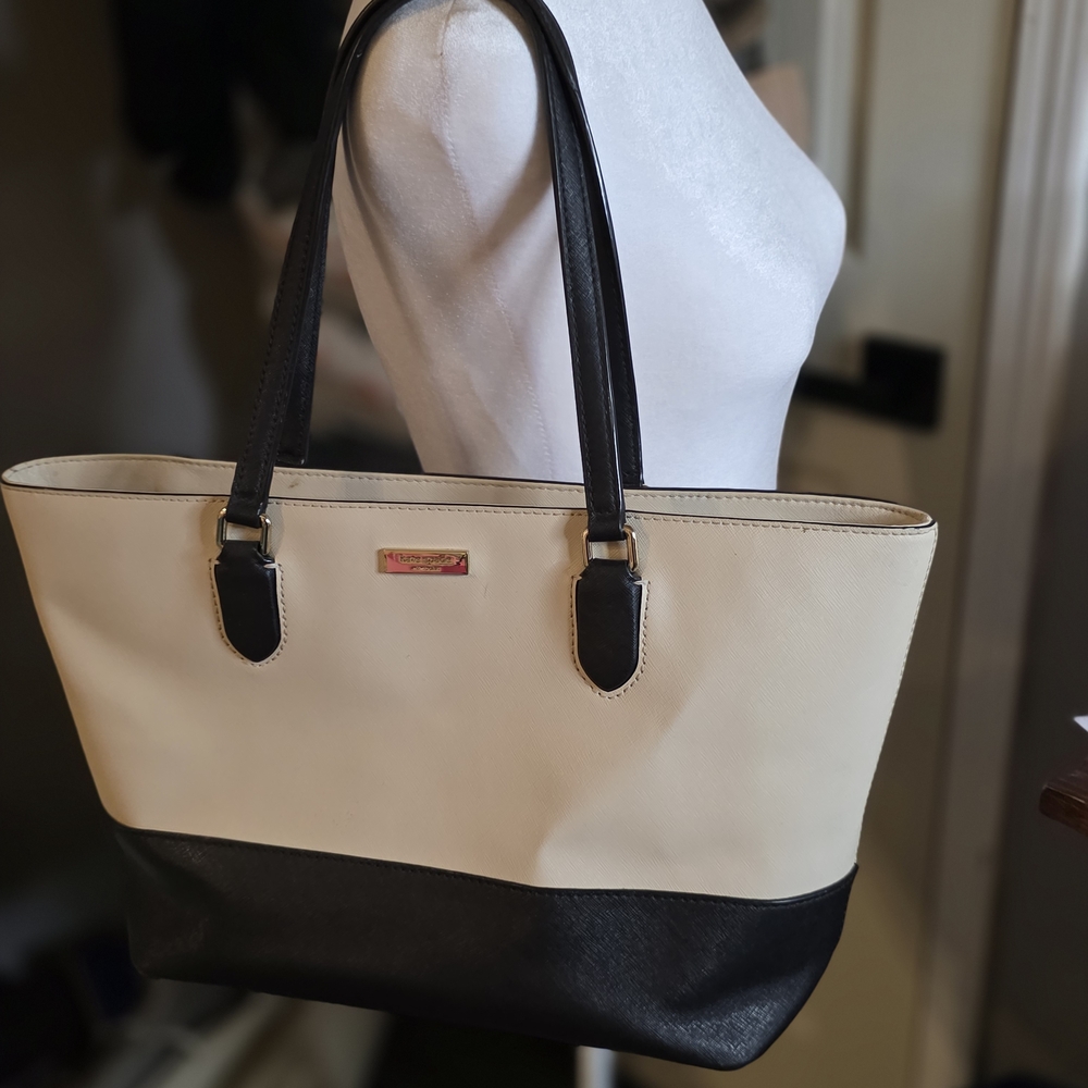 kate spade Cream and Black Two-Tone Tote